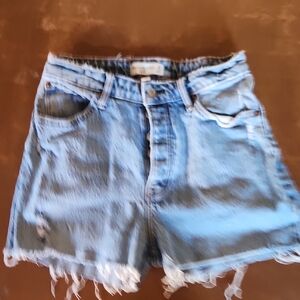 Abercrombie & Fitch Light Blue Distressed Denim Shorts
